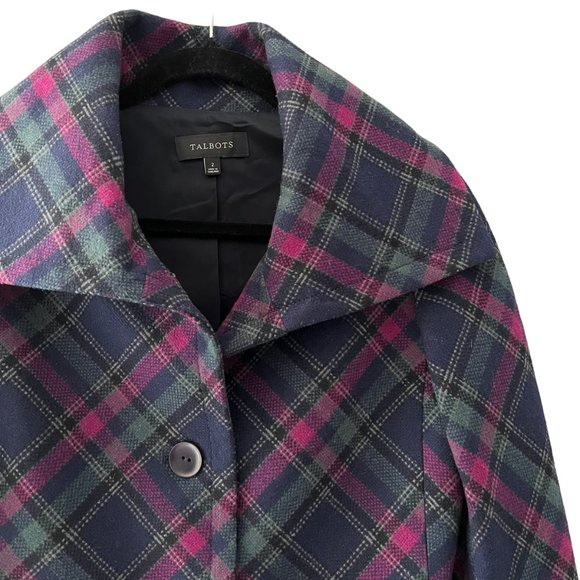 Talbots Wool Blend Tartan Plaid Peacoat - Picture 2 of 6